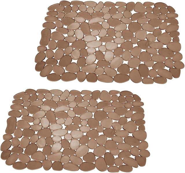 mDesign Mata do zlewu plastikowa  Suszarka do naczyń  Mata ochronna do kuchni  Akcesoria kuchenne  2-pack  Bursztynowy
