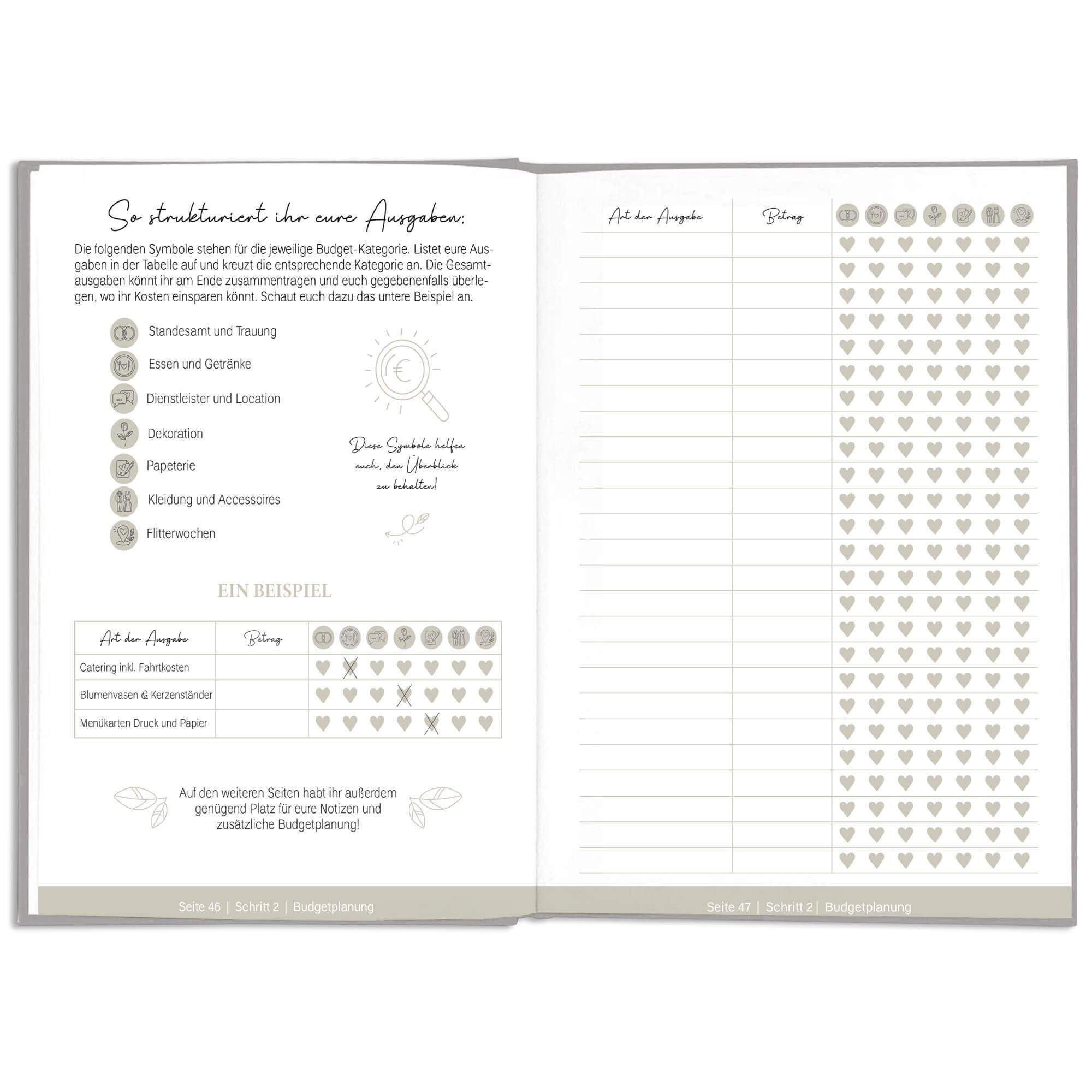 LEAF & GOLD® Hochzeitsplaner – Liebevoll gestaltet, 180 Seiten, Hardcover mit Buchverschluss, Inkl. Stickerbogen, Made in Europe, 17 x 24 cm