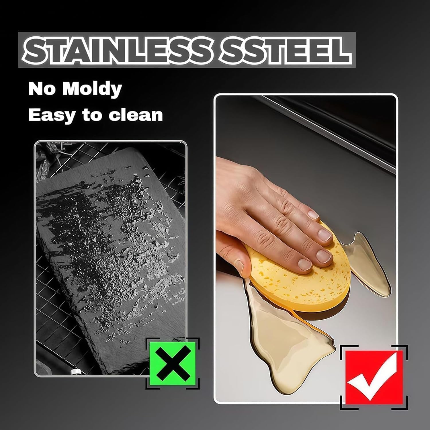 Modelo 2026 Mejorado: Tabla de Cortar de Acero Inoxidable con Borde Elevado — Higiénica, Grande y Única para la Preparación de Alimentos — Duradera, Perfecta para Carnes, Verduras (30 * 30CM,1)