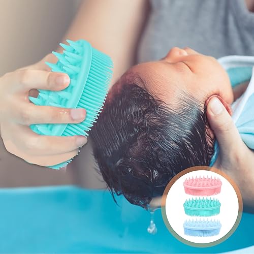 Miniatura 3 de HEALLILY Cepillo de baño para bebé, cepillo de baño de silicona para bebé, cepillo para tapa de cuna de bebé, suministros de cepillo de masaje de