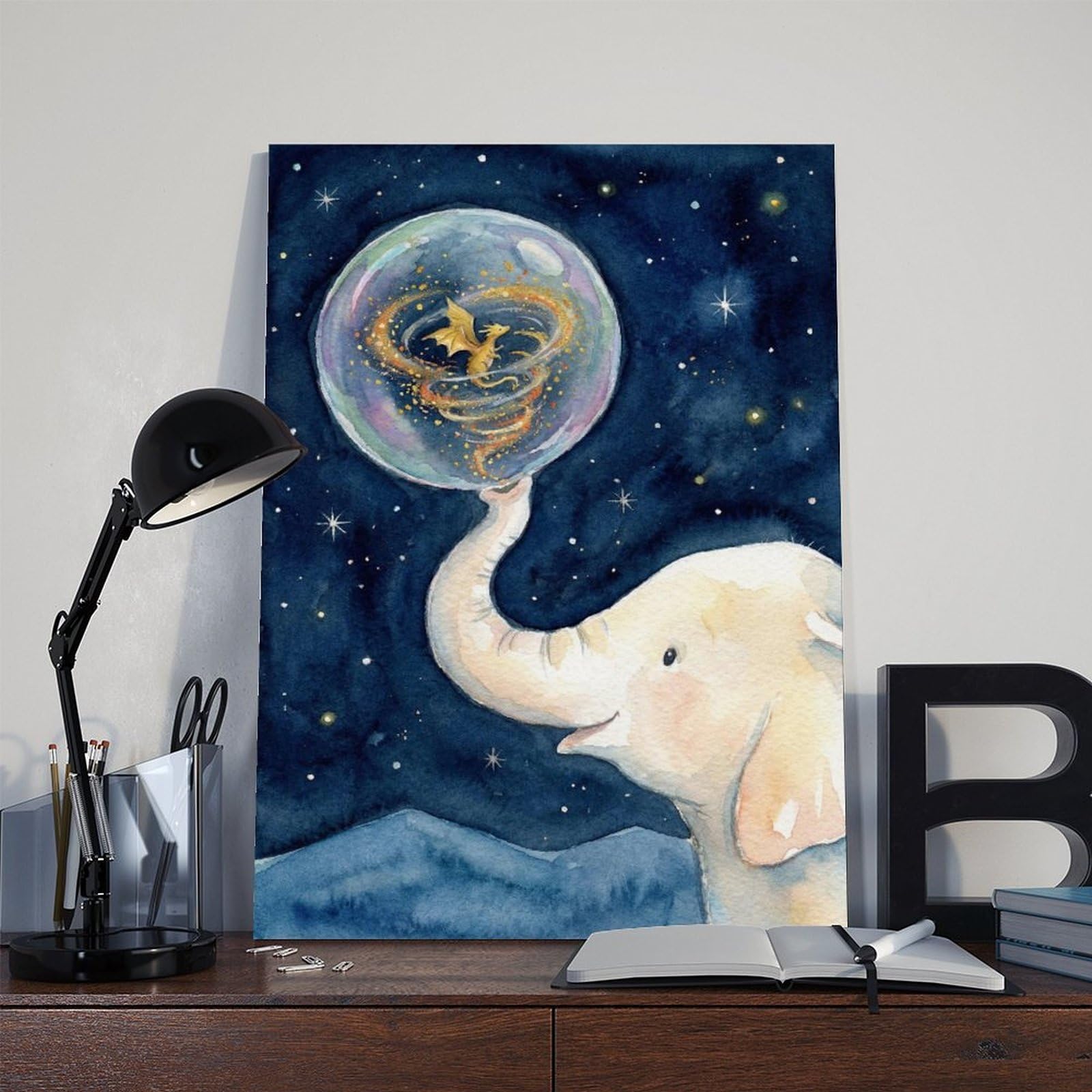 Poster su tela con elefante e drago, decorazione per camera da letto, idea