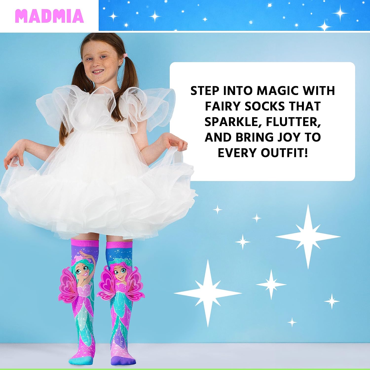 MADMIA Fairy Knee-High Socks – Colorful Dress-Up Socks for Kids & Adults, Fun Crazy Sock Day Gift