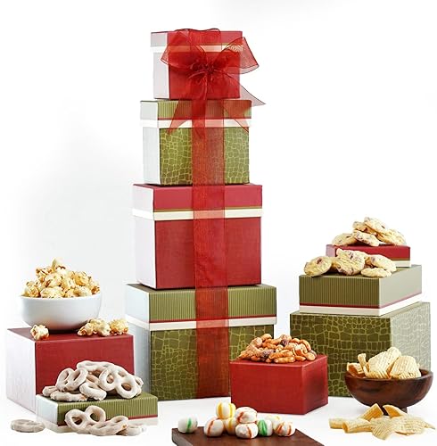 Caja de regalo con forma de torre de snacks gourmet para mujeres, hombres, familias, universidad  Apreciación, agradecimiento, felicitaciones,