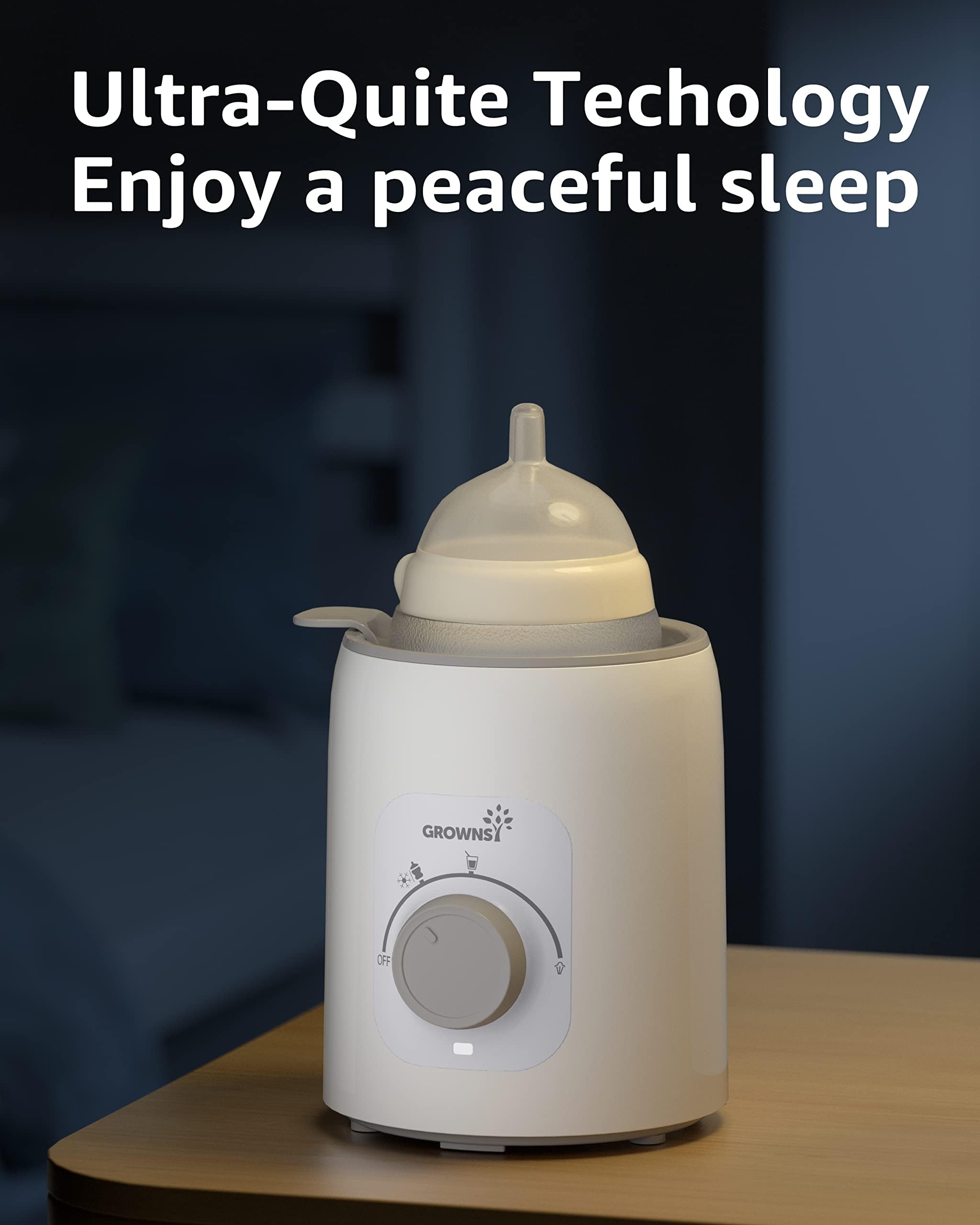 Flaschenwärmer Baby, GROWNSY 6-in-1 Elektrischer Flaschenwärmer für Muttermilch oder Milchnahrung mit Intelligenter Temperaturregelung und Automatischer Abschaltung
