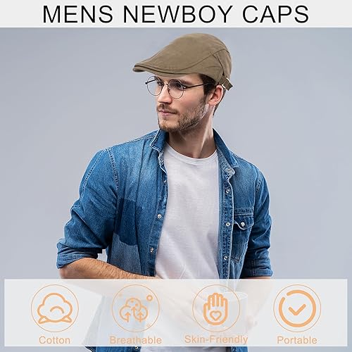 Miniatura 5 de 2 unidades de gorras planas de algodón para hombre Ivy Gatsby Newsboy sombrero de caza