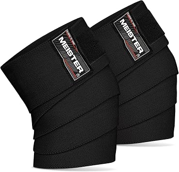 Meister Knee Wraps for Squats & Weightlifting - Heavy-Duty 72" Elastic Support