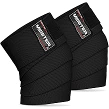 Meister Knee Wraps for Squats & Weightlifting - Heavy-Duty 72" Elastic Support - Black