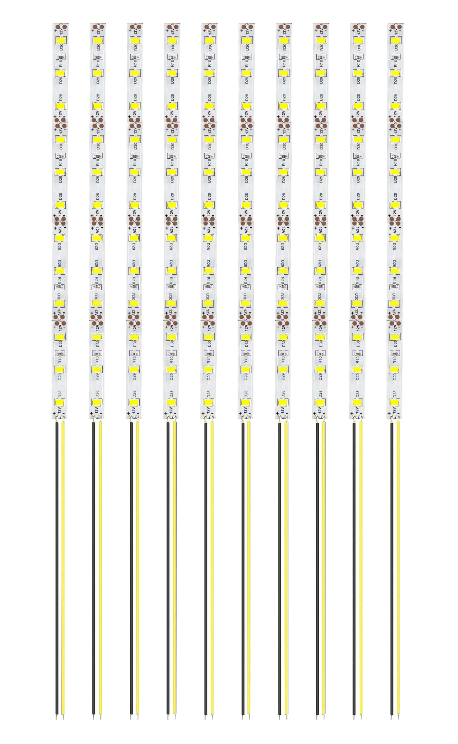 HUAZIZ 10 Stücke 200 mm VorDrahtete Streifen, 2835 SMD LED, 12-18V LED Streifen, Modellbau Led Beleuchtung, Gelb