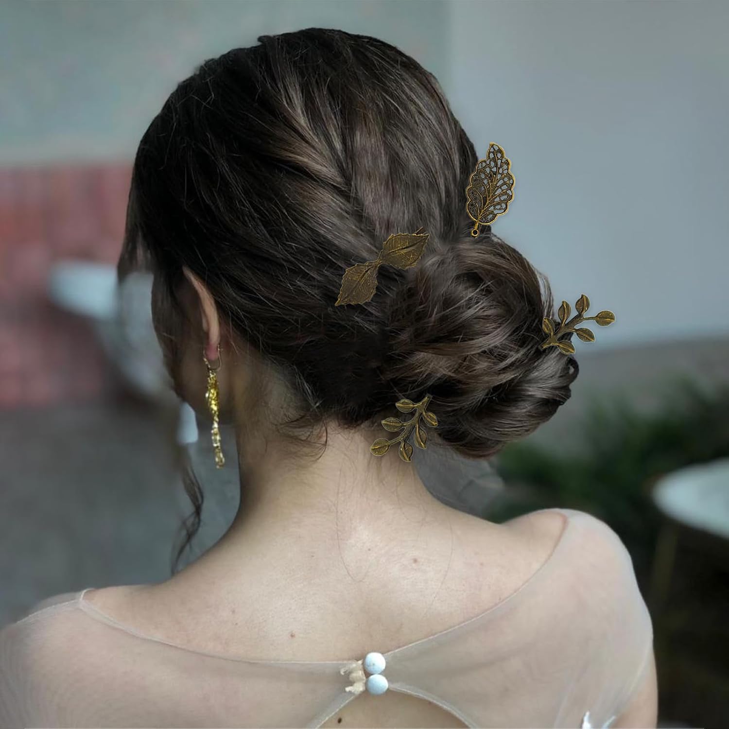 10 Pcs Leaf Hair Clips Vintage Bronze Leaves Decorative Hair Bobby Pins Bride Hair Accessories for Women image 4