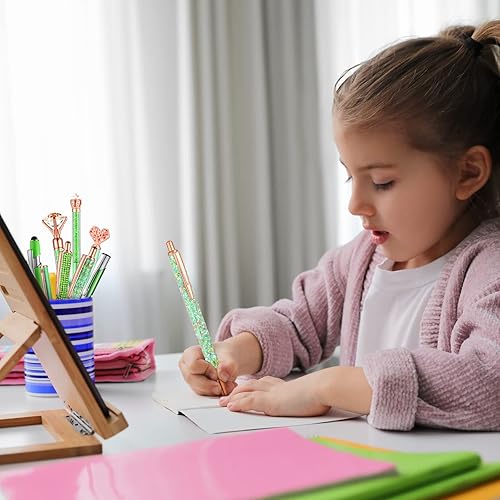 Miniatura 5 de Yaomiao Juego de 9 bolígrafos lindos de leopardo, bolígrafos de fantasía de leopardo, bolígrafos de arena líquida con purpurina de cristal,