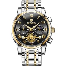 Business Watch for Man 30M Waterproof Tourbillon Moon Phase Stainless Steel Mens Watch Casual Chronograph Quartz Men's Watches