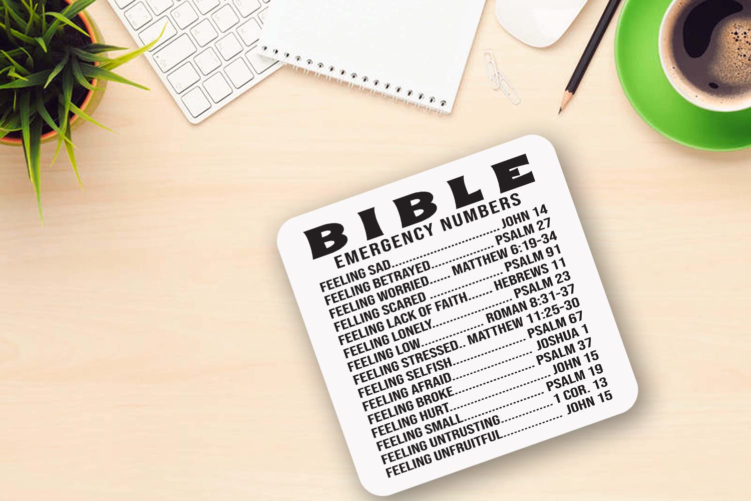 Bible Emergency Numbers Mug & Coaster Gift Set Christian Cup Bible Verse Mug(Coaster)