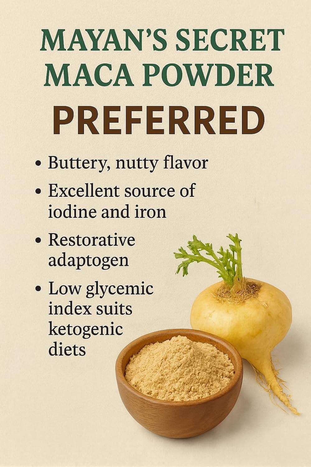 Mayan's Secret - Maca Root Powder 16oz Organic USDA Certified Parve Non-GMO Vegan Superfoods for Breakfast, Smoothies, Baking & Ice Cream