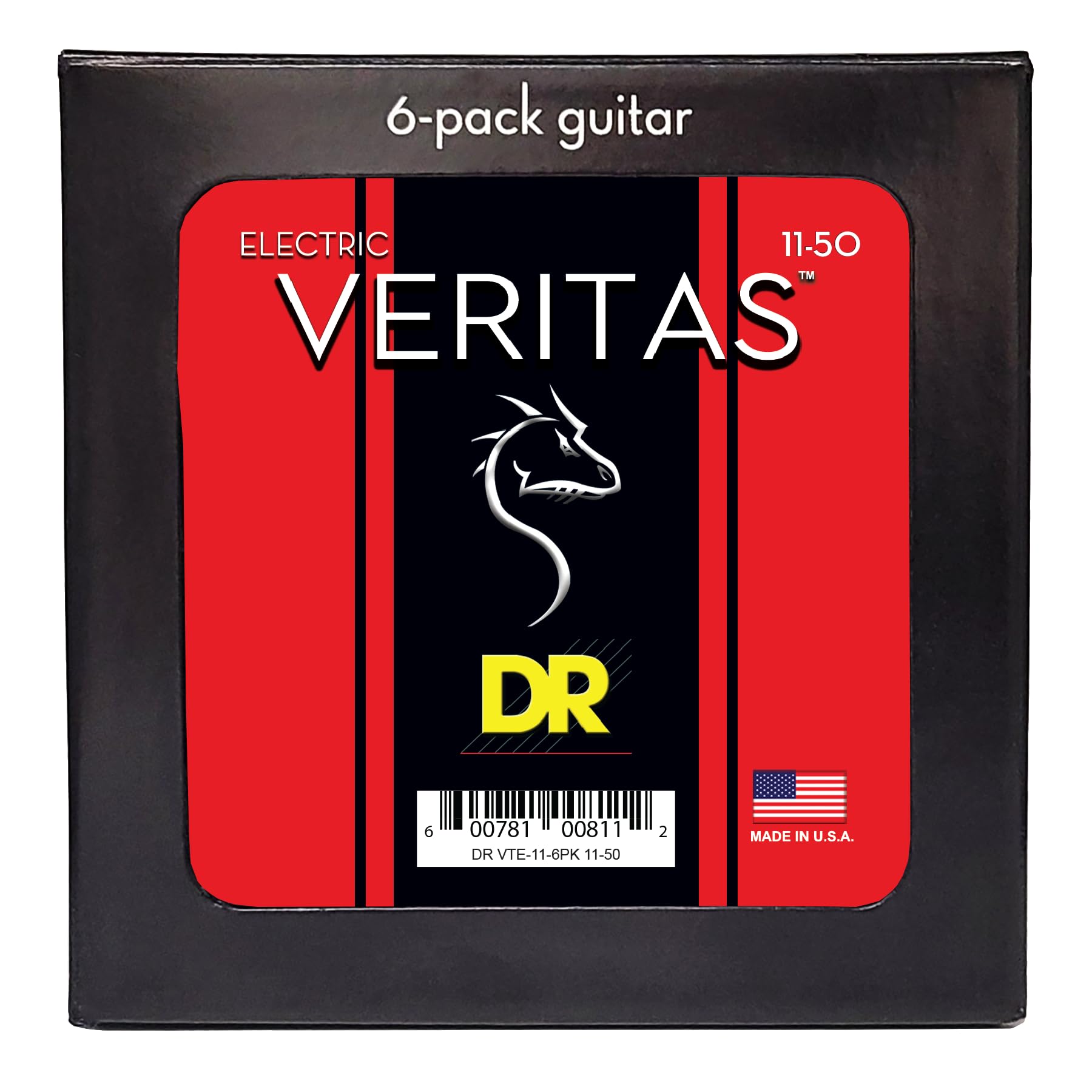 DR Veritas E-Gitarren-Saiten 6er Pack – Heavy 11–50 – stabile Stimmung, lange Lebensdauer