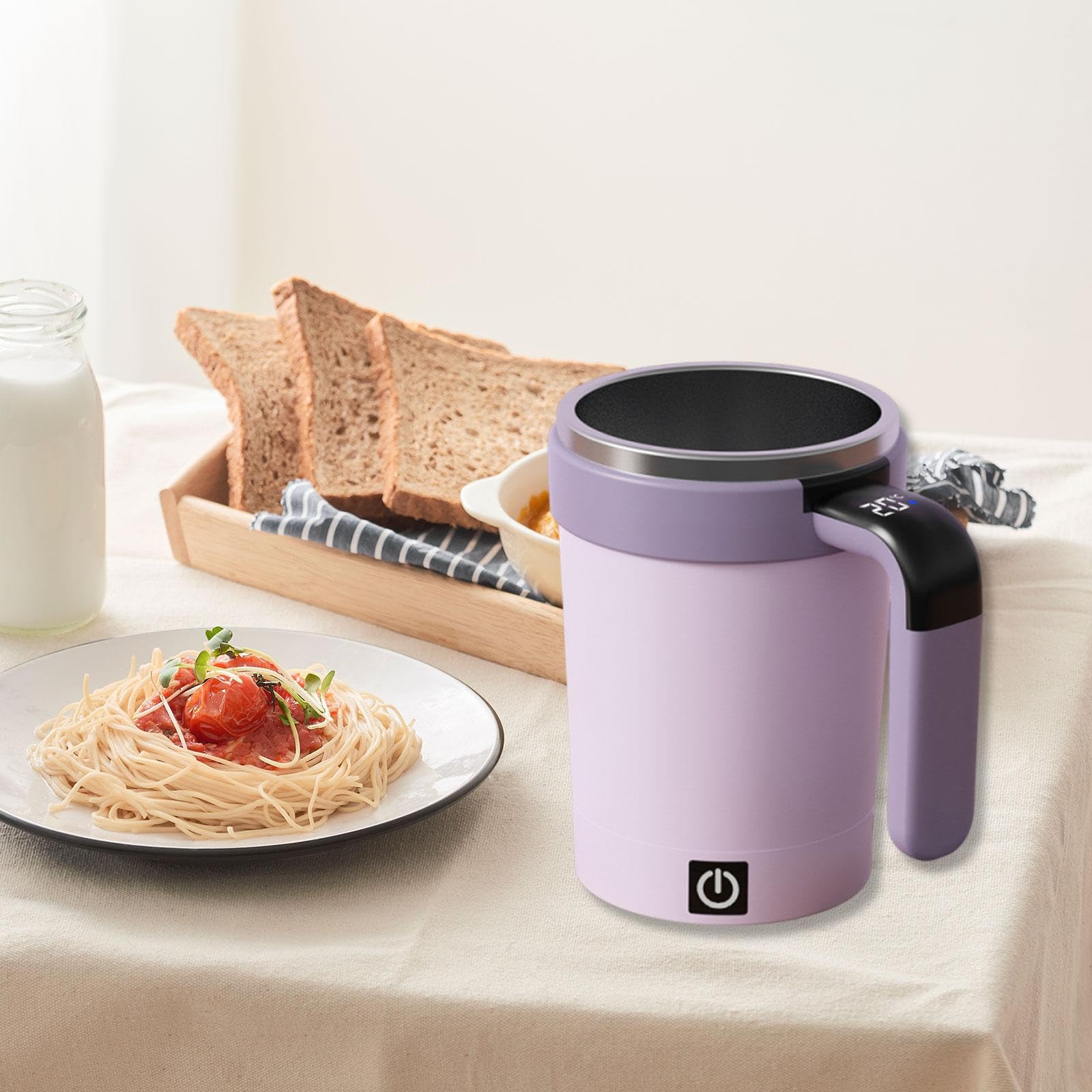Colcolo Automatischer Rührbecher für Kaffee, 380 ml, Geschenk, Edelstahl, Kaffeezubehör, Rührbecher für Auto, Wandern, Rucksackreisen, Lila