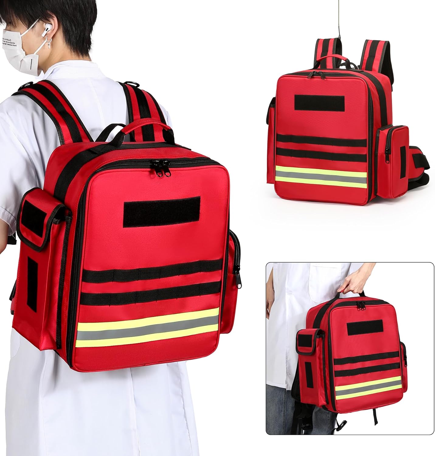 First Aid Bag Empty Medical Bag,High-Capacity Heavy-Duty ECG Backpack Medical Equipment Case for Nursing Student,Therapist,Doctors