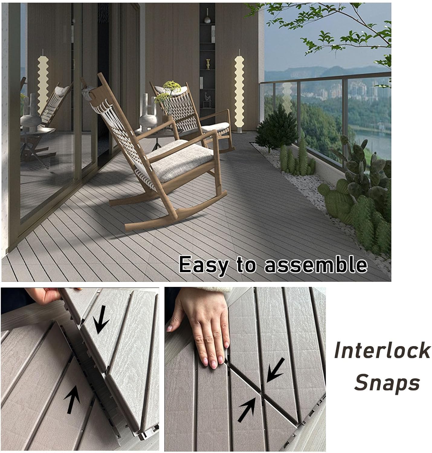 Piastrelle ad incastro per patio – Pavimento in plastica per esterni per giardino e cortile – Soluzione decorativa per vialetti