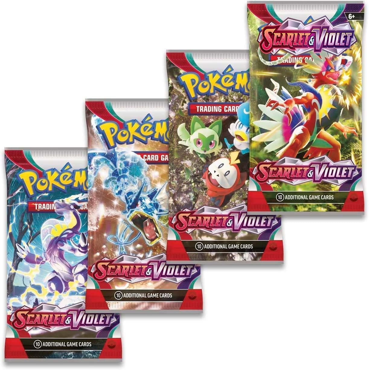 KIDUXO Trading Cards Game for Kids Poke Cards Booster Pack Game Scarlet & Violet Card with Action Booster Packs (R 4 Pack)