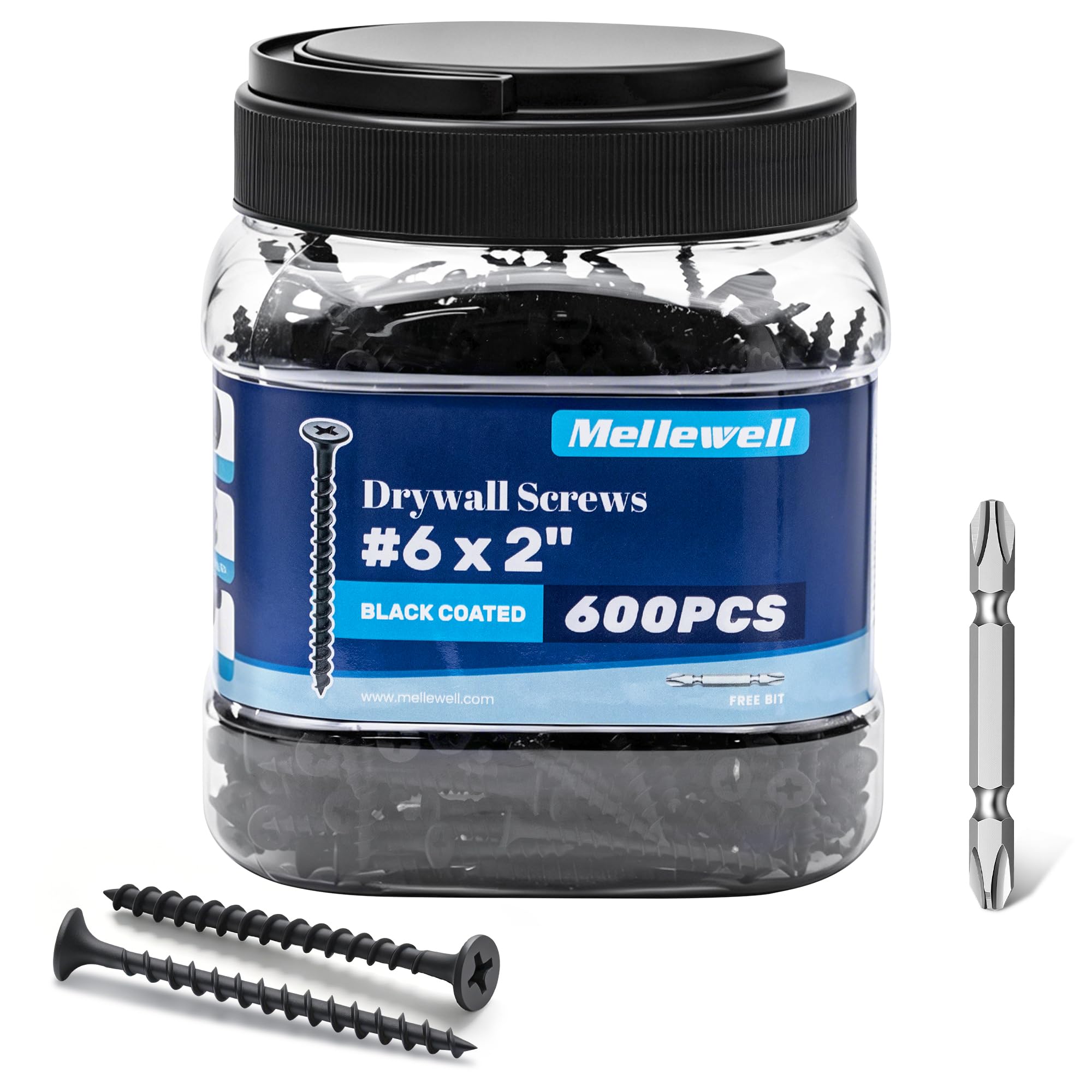 600 Drywall Screws - #6 x 1-1/2" Black -10