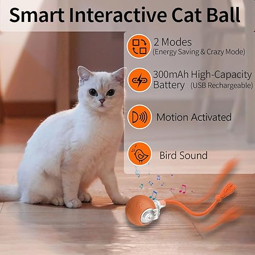 Miniatura 5 de Juguetes interactivos para gatos, juguetes de movimiento automático para gatos adultos aburridos de interior, rodamiento rápido, chirridos y