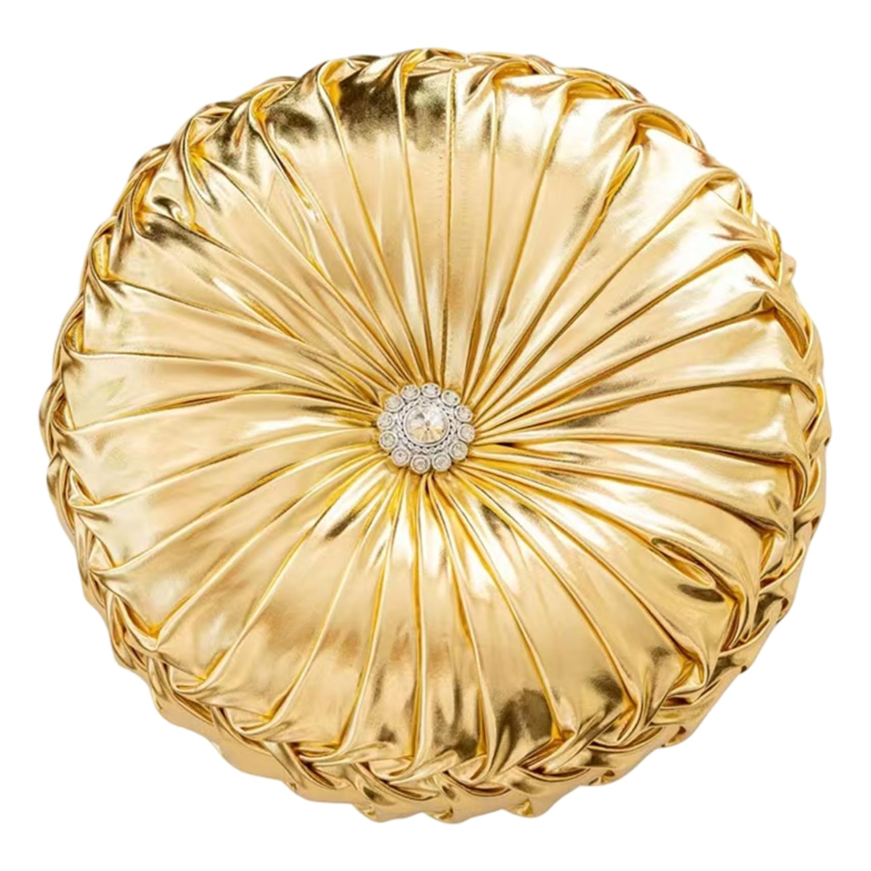 Coussin rond plissé citrouille 14 pouces déco diamant or