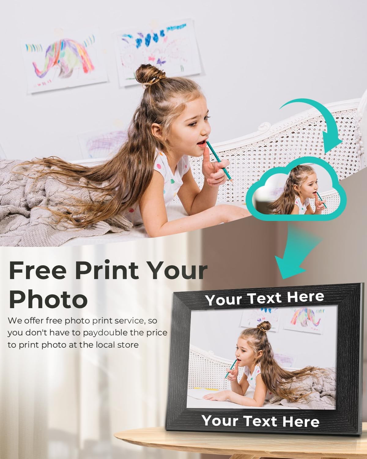 Wooden Picture Frame, Customized Photo Frame with Free Engraving, 4x6-Inch, Black