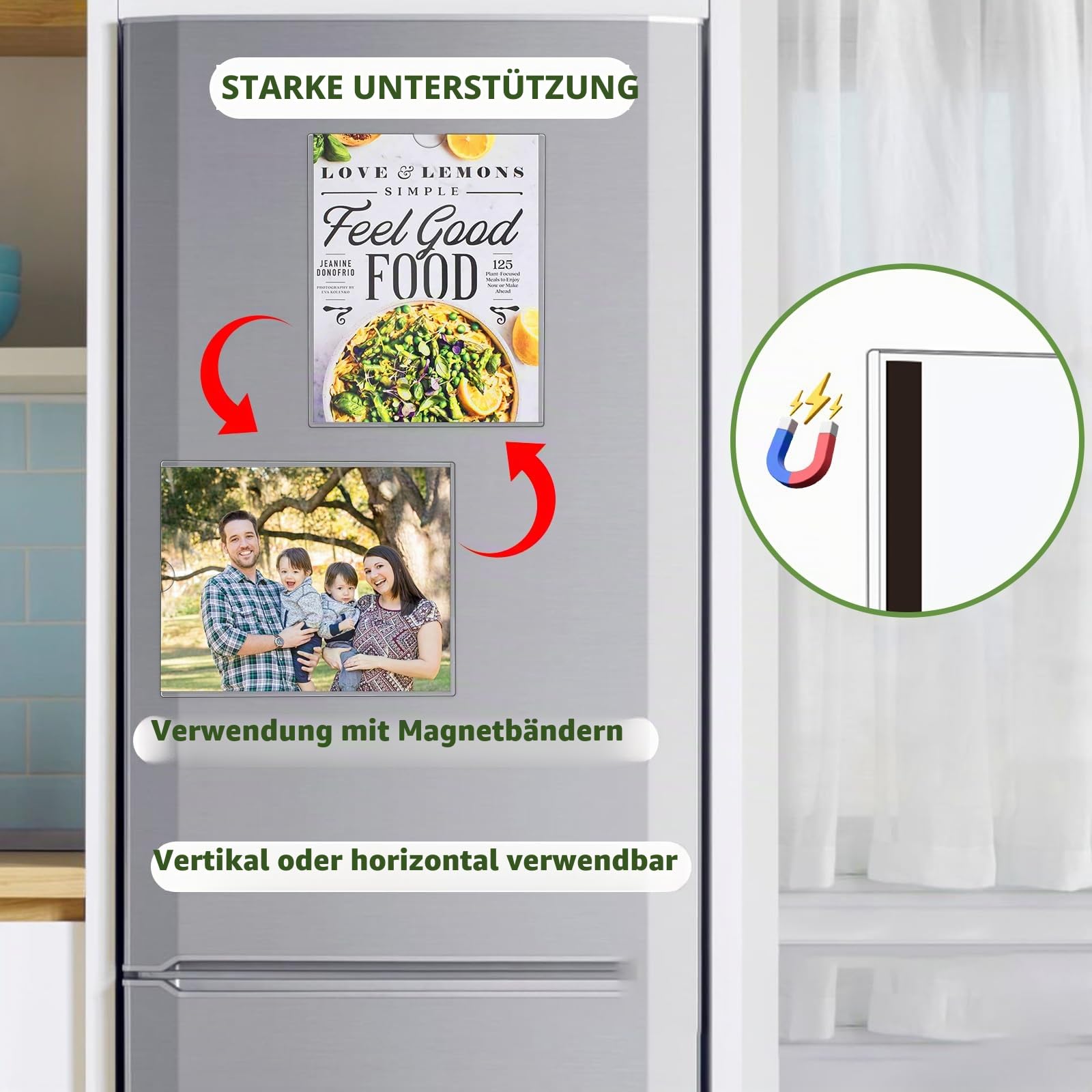 Magnetischer Wandschilderhalter A4, starre Druckschutzfolie, Klebe- und Magnetband, Kunststoff-Papierhalter für Büro, Geschäft, Zuhause, 10 Stück