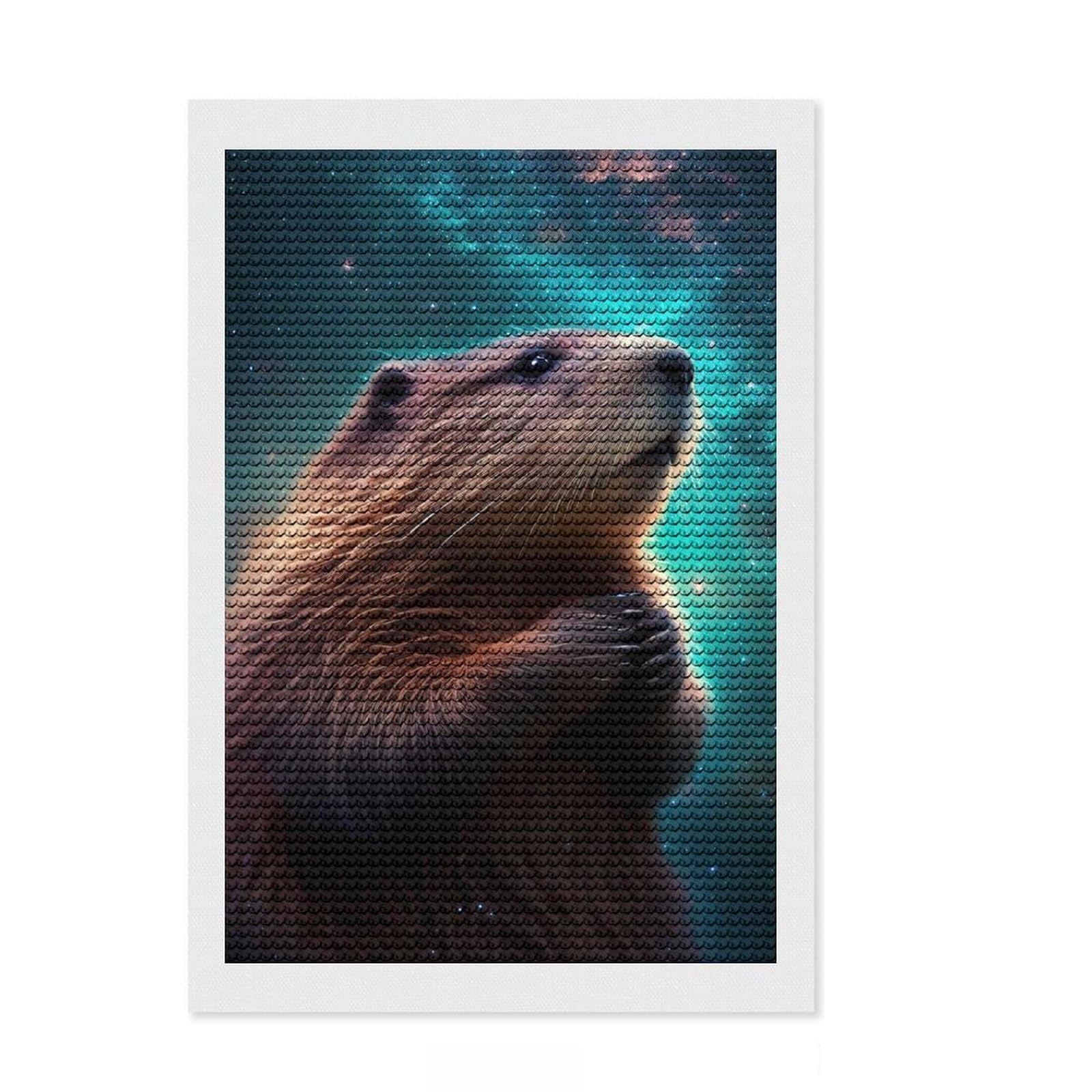 Junmoney Beaver Galaxy Diamond Painting Set 8"x12", Enjoyable At-Home Hobby, with Tool Kit, Modern Decor, Christmas Gift, Easy to Enjoy