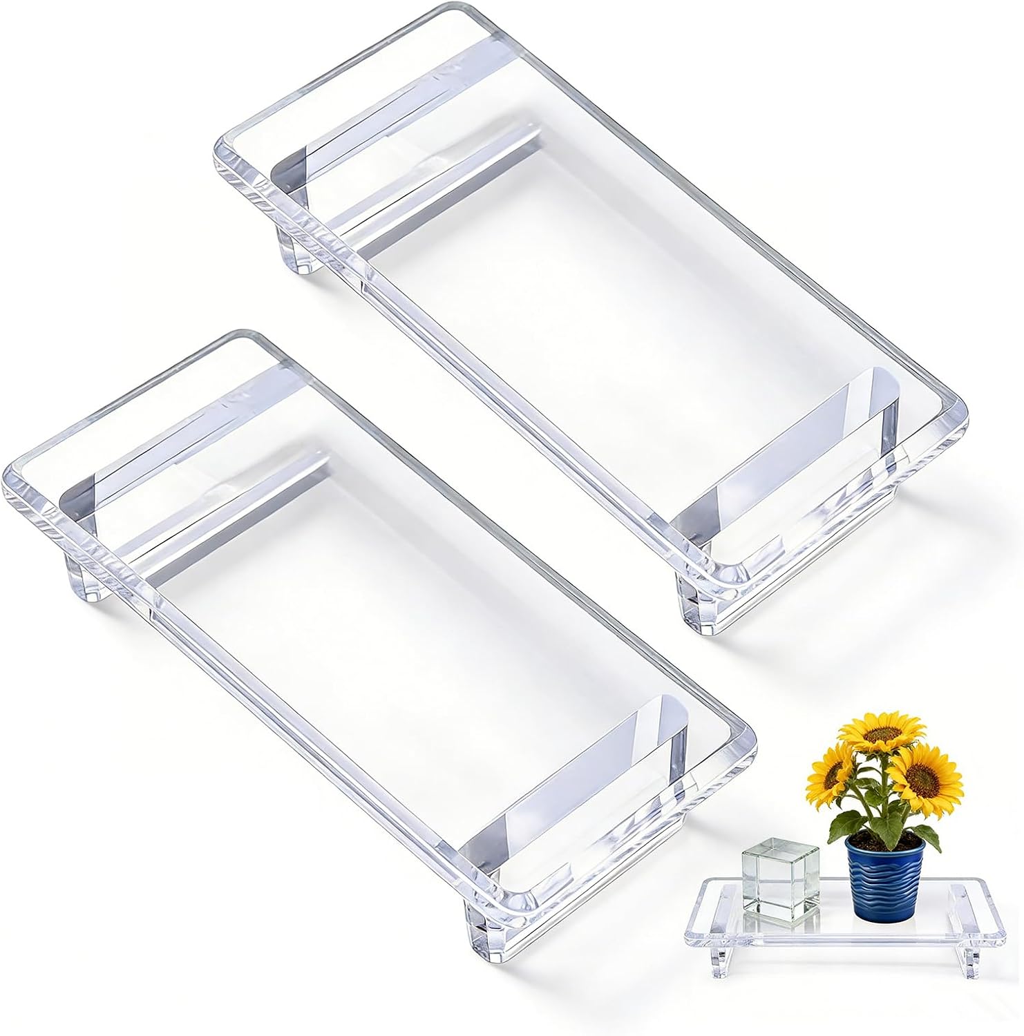 Pack de 2 Bandejas de Baño Acrílicas para Perfumes y Decoración
