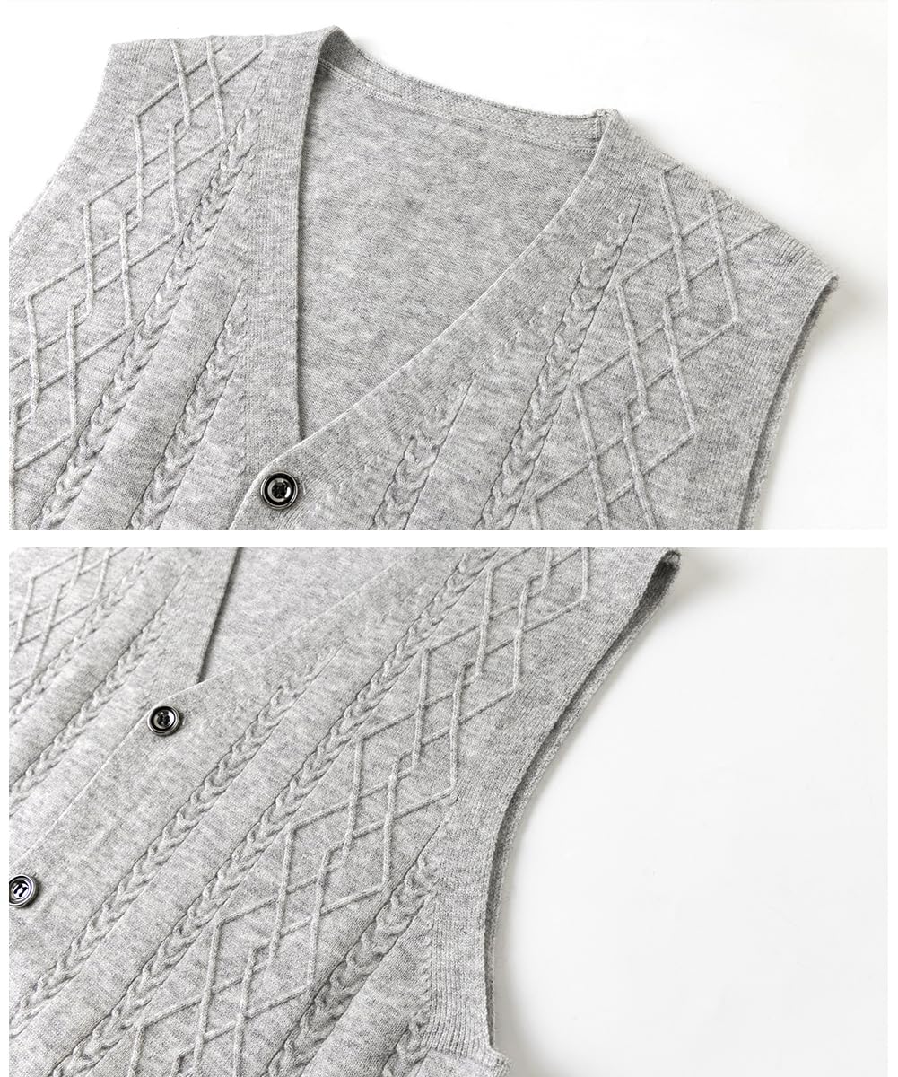 Gilet tricoté pour Homme à Motif Argyle Encolure en V Classique Gilet tricoté sans Manches