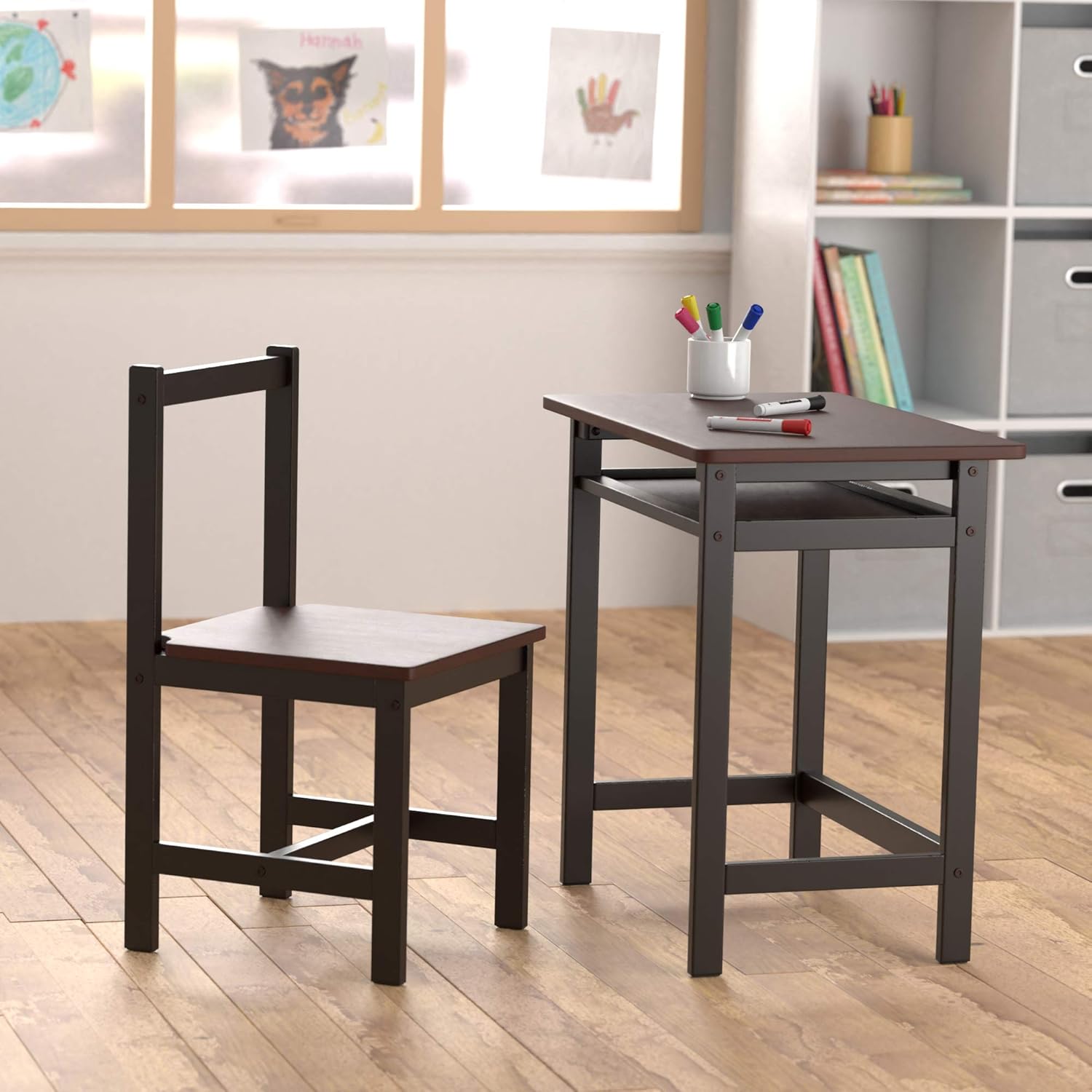 Basics Solid Wood Kid Desk and Chair Espresso Toys & Games ...