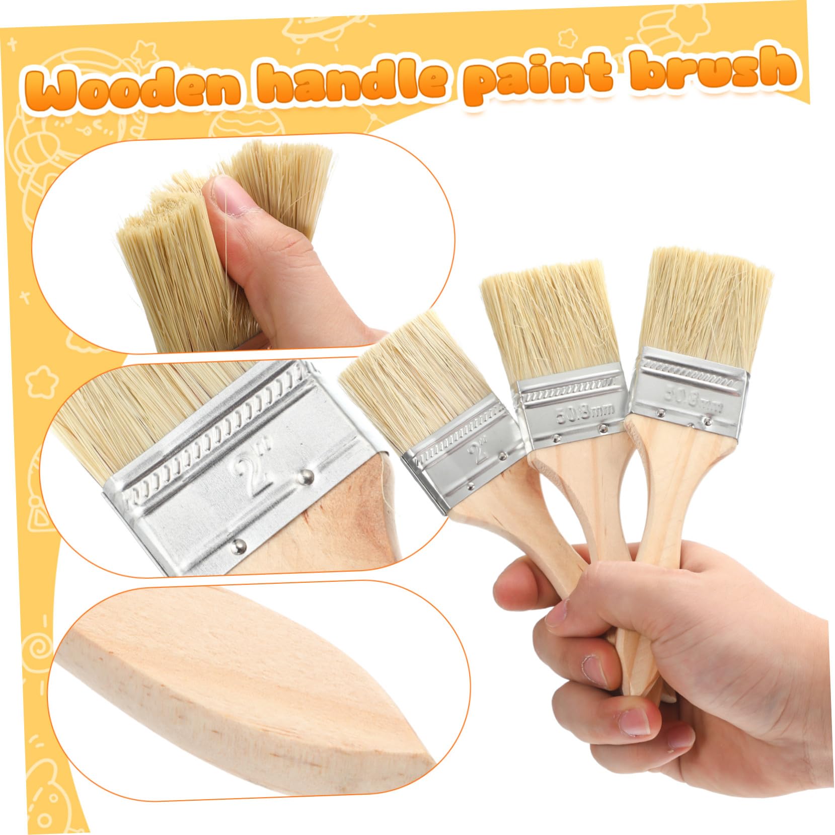 COHEALI Pinselset Flachpinsel mit Holzgriff 30 Stück aus Blending Filament mit Komfortablem Griff für Holzlasur und Lackierung für Heimwerker und Renovierung