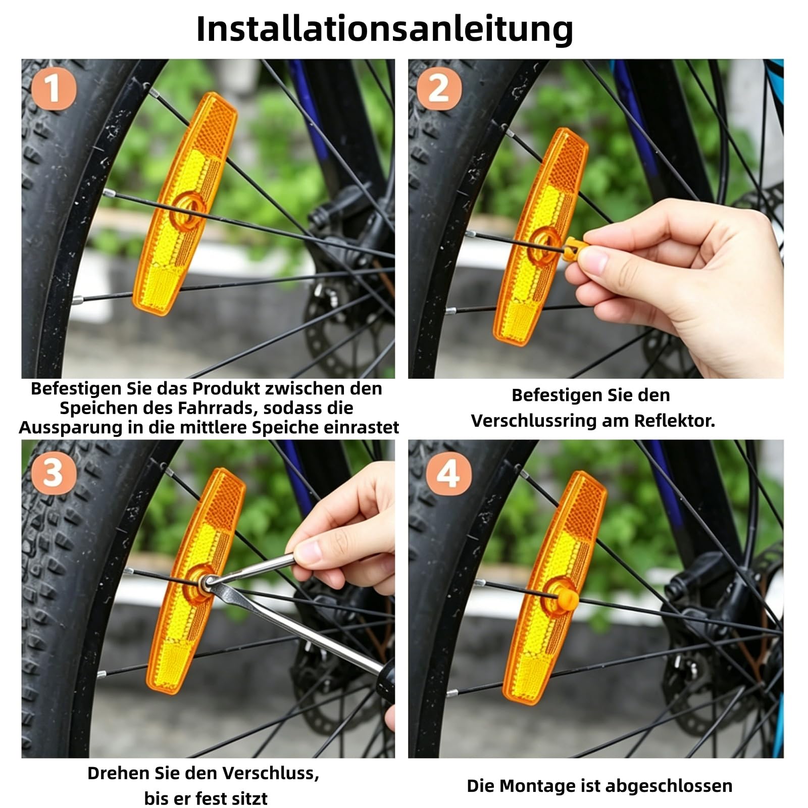 LATRAT 8 Stück Fahrrad Reflektoren Speichenreflektoren Katzenaugen Reflektor Rückstrahler für Mountainbike Rennrad Sicherheit Gelb