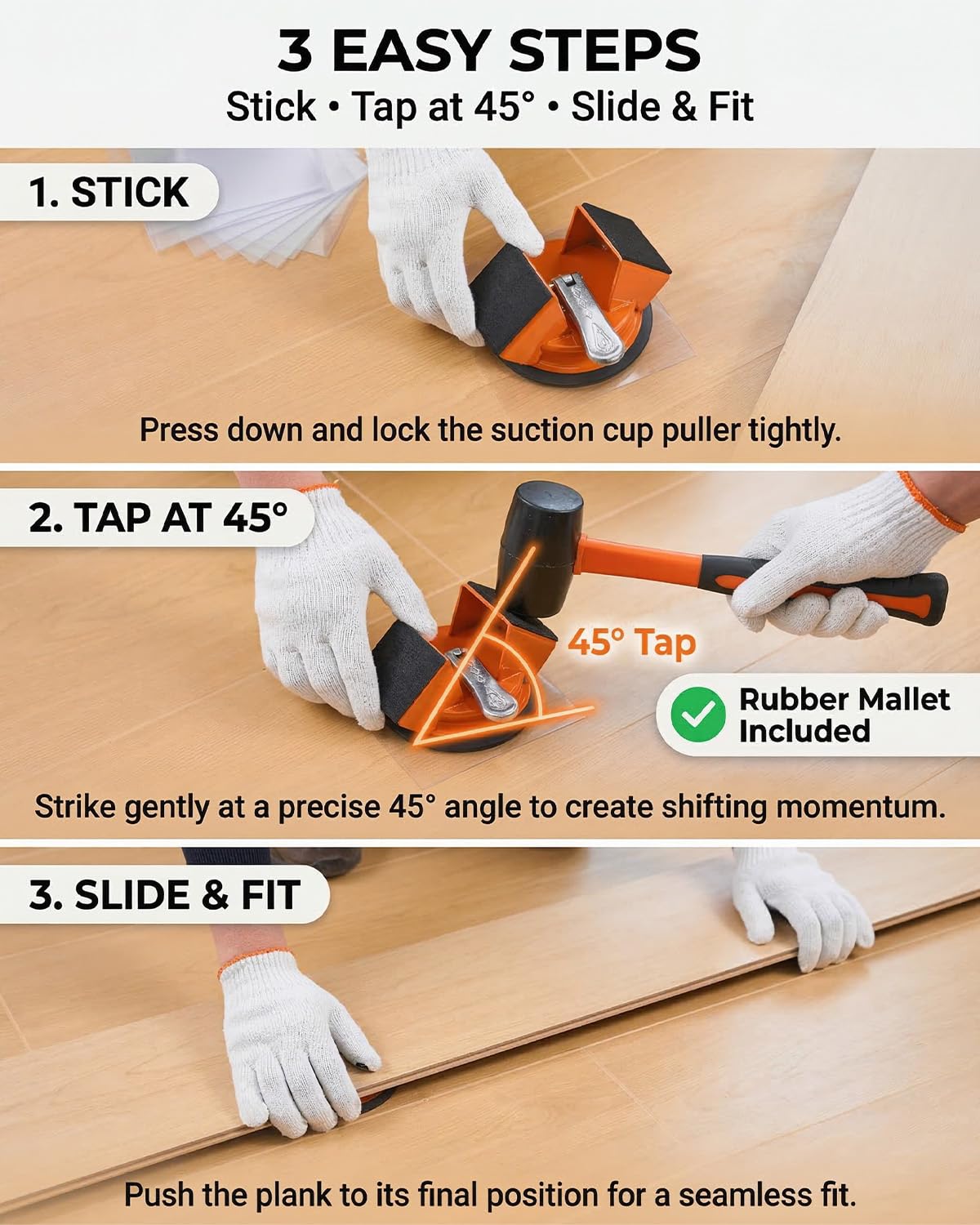 Saker Floor Gap Fixer Tool Kit with Mallet,Saker Laminate Flooring Tools