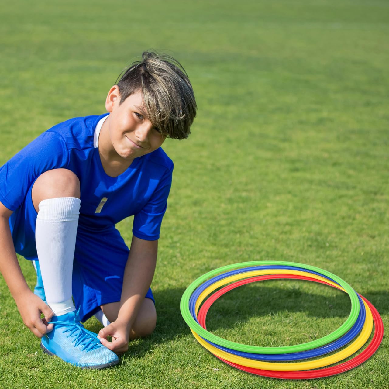 INOOMP 4pièces Anneaux pour Entraînement Football Cerceaux De Vitesse Coordination pour Améliorer Les Performances Sportives Exercices Quotidiens