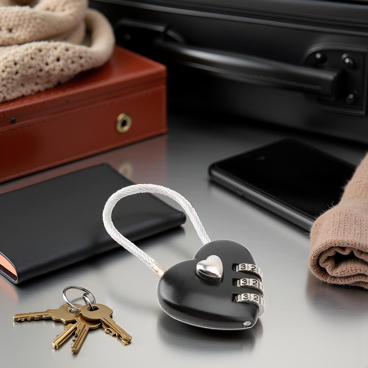 Black Heart Shape Code Lock Compact Mini Size with 3 Digit Code Combination for Luggage, Backpack, Jewelry Box, Hall Locker Combination Padlocks
