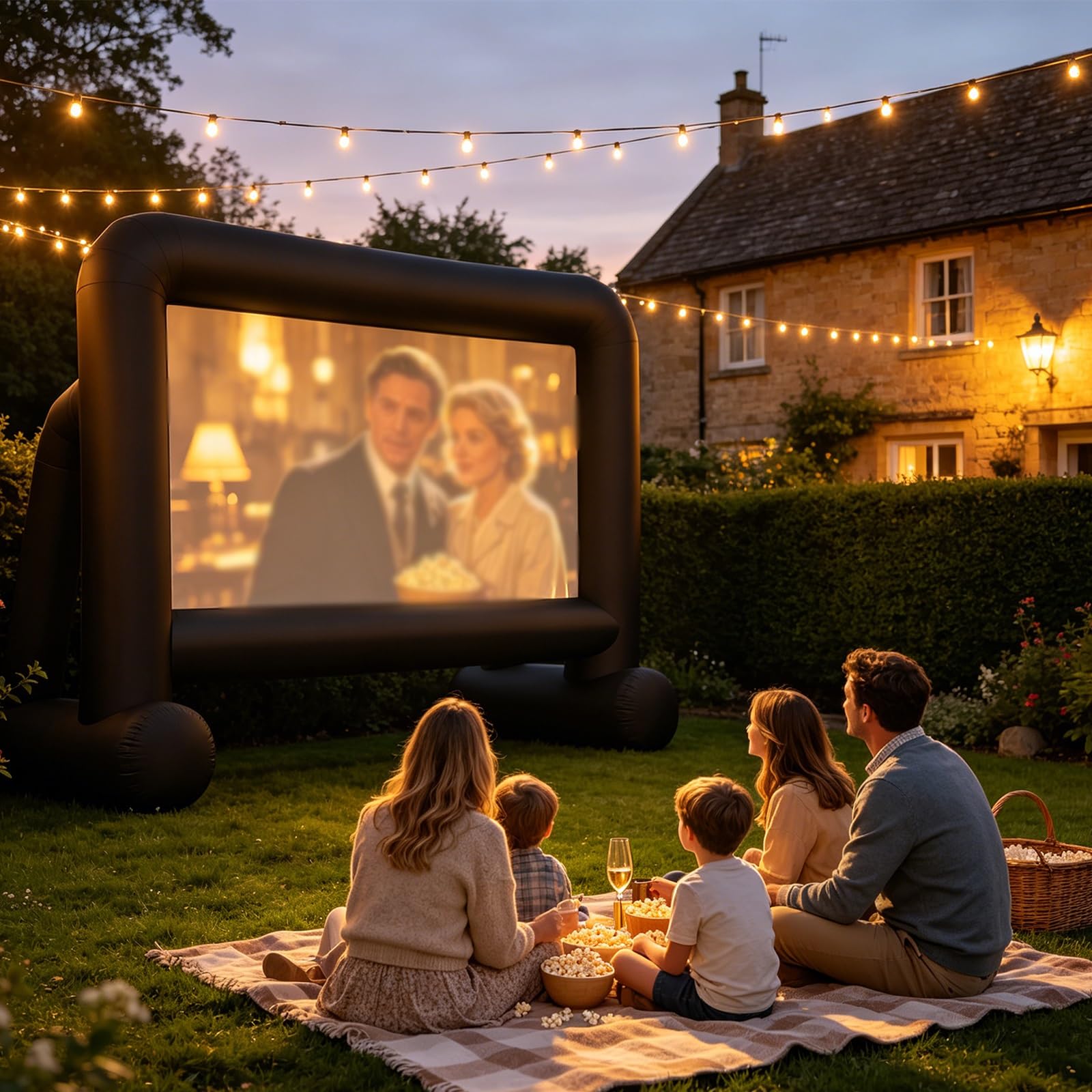 Schermo gonfiabile per proiettore, 4,9 m, portatile, per esterni, per feste in giardino, home cinema ed eventi sportivi
