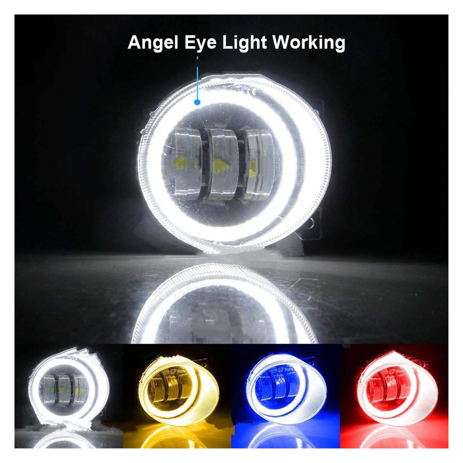 Faro Antiniebla Para VW Para Touran (1T1, 1T2) 2003-2010 Derecha + Izquierda Canbus Angel Eye LED Luz Antiniebla DRL Lámpara Circulación Diurna 1 Par(8With Angel Eye)