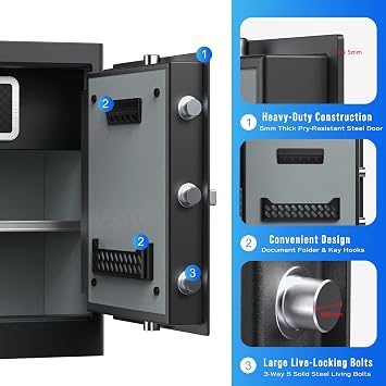 RPNB Home Safe Box,Large Personal Safe,Fingerprint Cabinet Safes,80 L