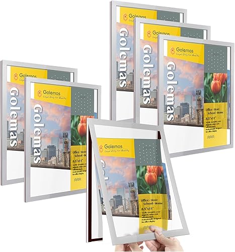 Miniatura 10 de Golemas Soporte magnético de pared de 8.5 x 11 pulgadas, fácil apertura frontal y soporte de letrero acrílico autoadhesivo para marco de exhibición