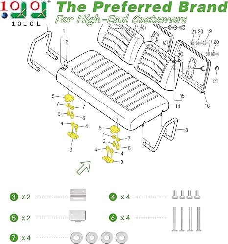 Miniatura 2 de 10L0L Juego de bisagras de asiento de carrito de golf para Yamaha G&E G8, G14, G16, G19, G20, G22 bisagras de asiento de repuesto OEM