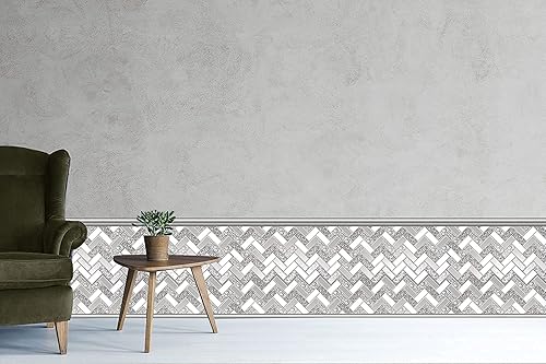 Miniatura 4 de Retro-Art - Paneles de pared 3D con diseño de mosaico en color blanco y gris, PVC, 7" x 10", 237SR