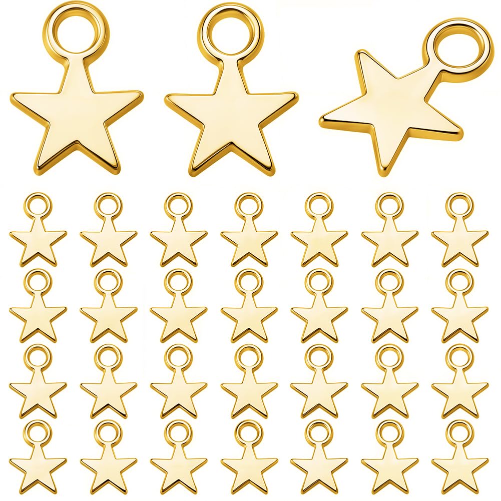 SUNNYCLUE 1 Box 200Pcs Gold Star Charms Pentacle Charms Bulk Metal Alloy Small Celestial Pentagram Lucky Stars Dangle Pendants for DIY Necklace Earring Bracelet Keychain Jewellery Making Crafts Adult