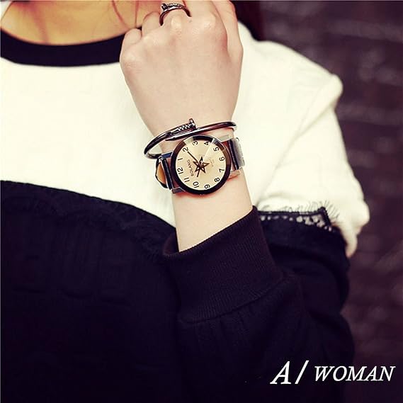 Amazon 腕時計 ウォッチ お揃い ペアウォッチ アナログ表示 ラウンドフェイス 星マーク スター 革 レザーベルト ペア カップル Pcaw レディース腕時計 腕時計 通販