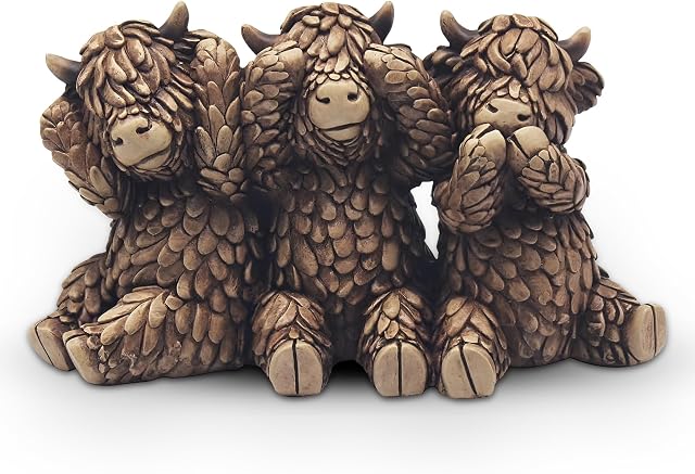 Lesser & Pavey Hughie Highland Cows Figurines Statues For Home Decor | Ideal Ornaments Friendship Gifts For Women & Men | Lovely Table Centerpiece & Living Room Accessories, Brown