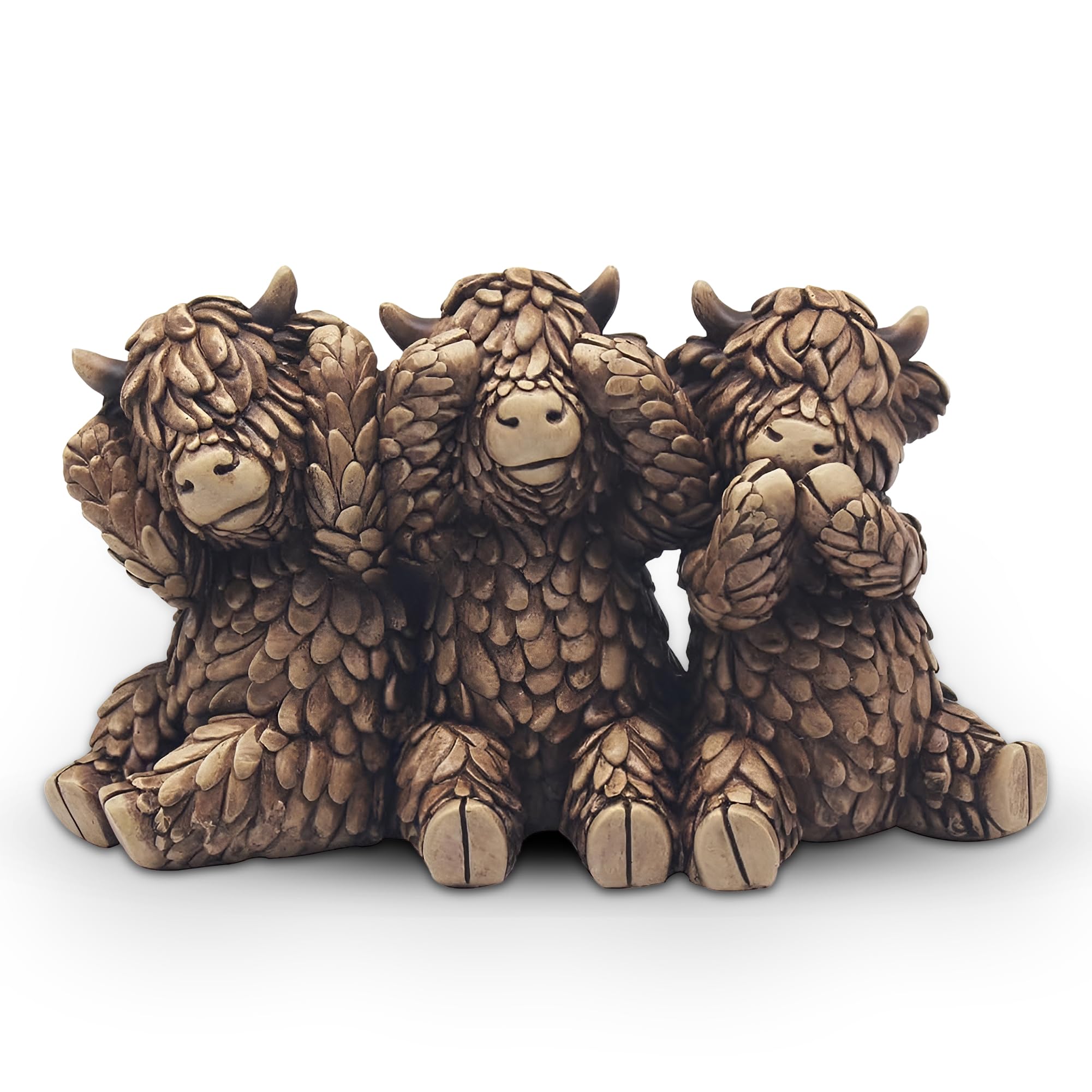 Lesser & Pavey Hughie Highland Cows Figurines Statues For Home Decor | Ideal Ornaments Friendship Gifts For Women & Men | Lovely Table Centerpiece & Living Room Accessories, Brown