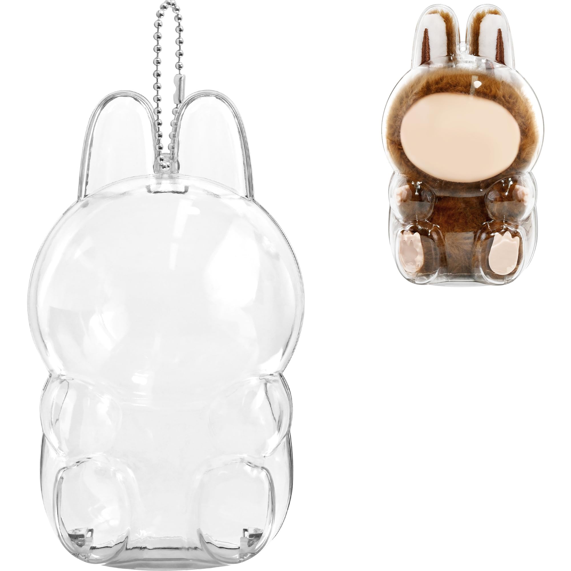 Protective Case for LABUBU, High Clear Case Cover for Labubu Have A Seat, Acrylic Display Box with Keychains (Doll Not Include)