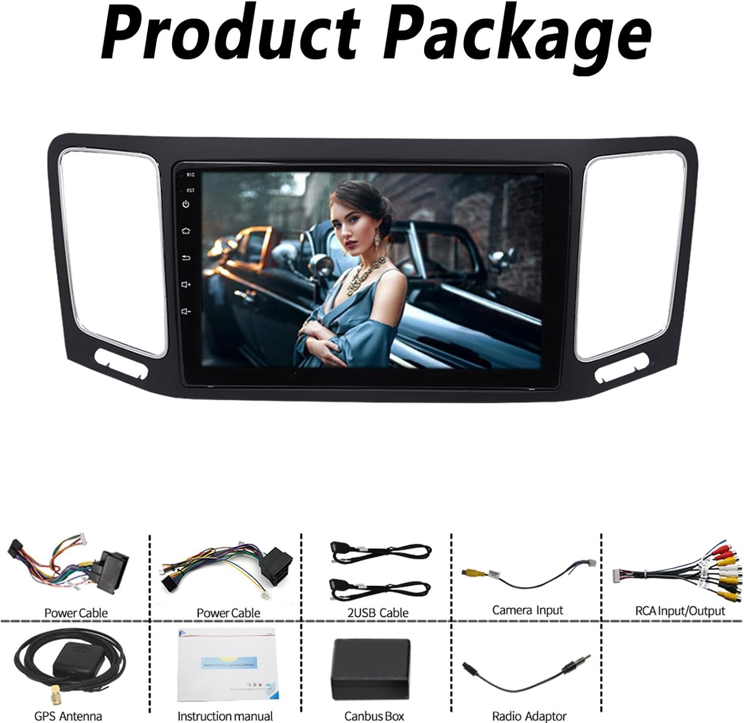 Android 13 Radio Double Din Car Stereo Sat Nav for VW Sharan (2012-2018) GPS Navigation 9'' Headunit MP5 Multimedia Video Player FM Receiver with WiFi DSP Carplay(Size:Quad Core 2+32 G)