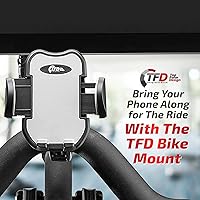 Vista 2 de TFD Soporte de teléfono celular para bicicleta – Soporte lateral extensible para bicicleta – Accesorios Peloton compatibles con rotación de 360°