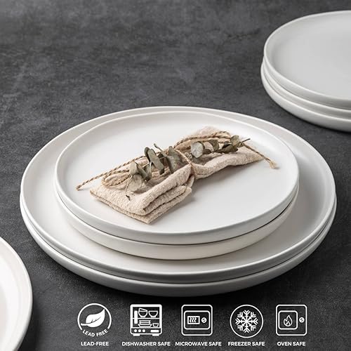 Miniatura 3 de AmorArc Ceramic Dinner Plates Set of 6, Wavy Rim 10.25 Inch Stoneware Dish Set, Dinnerware Plates for Kitchen-Microwave&Dishwasher Safe, Scratch